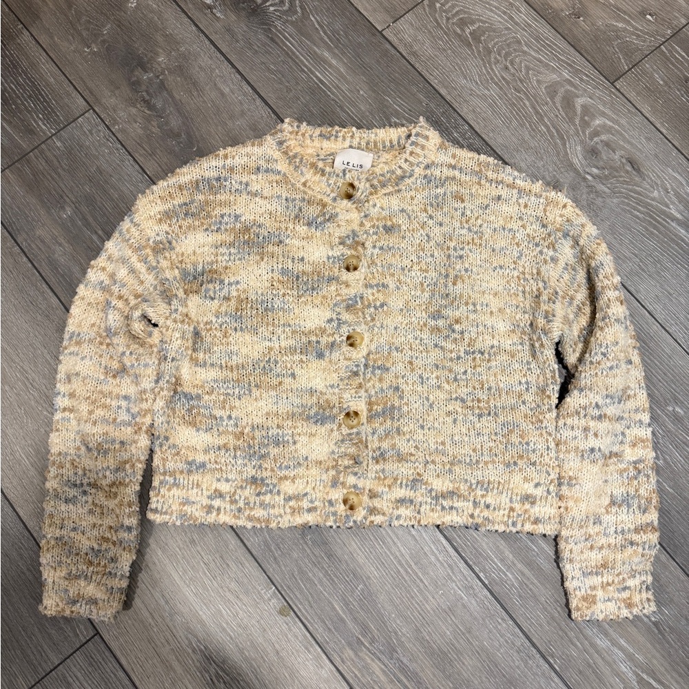 Le Lis Women's Tan/Cream/Blue Cardigan